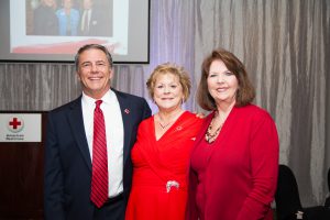 All American Citizen Award recipient Diane Honeycutt (center) with American Red Cross board member Steve Morris and Betsy Smith