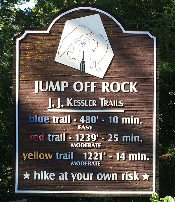 Jump Off Rock trail sign